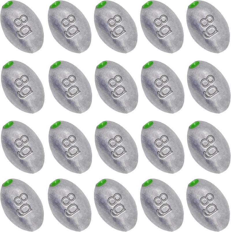 TKHDBF Egg Sinkers Bullet Fishing Weights Oval Shaped with Plastic Core Slip Sinkers for Catfish Fishing Casting Saltwater and Freshwater 1/5oz to 2oz - Image 1